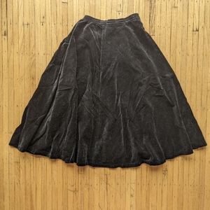 Vintage Black Velvet Below-the-Knee Skirt